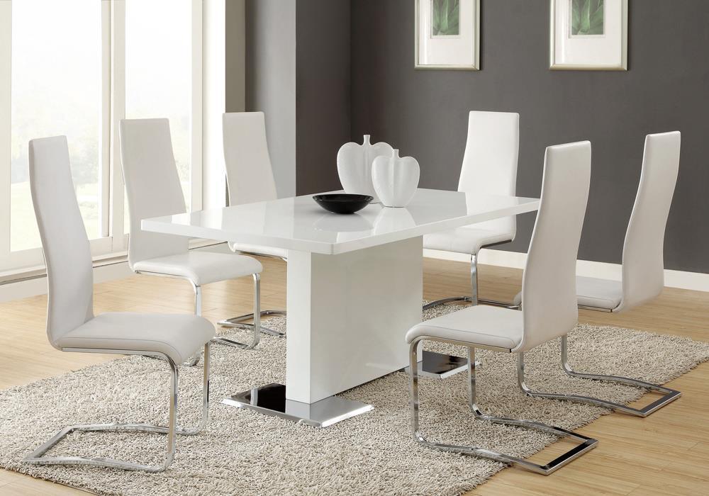 Nameth Glossy White Rectangular Dining Room Set - Image 1
