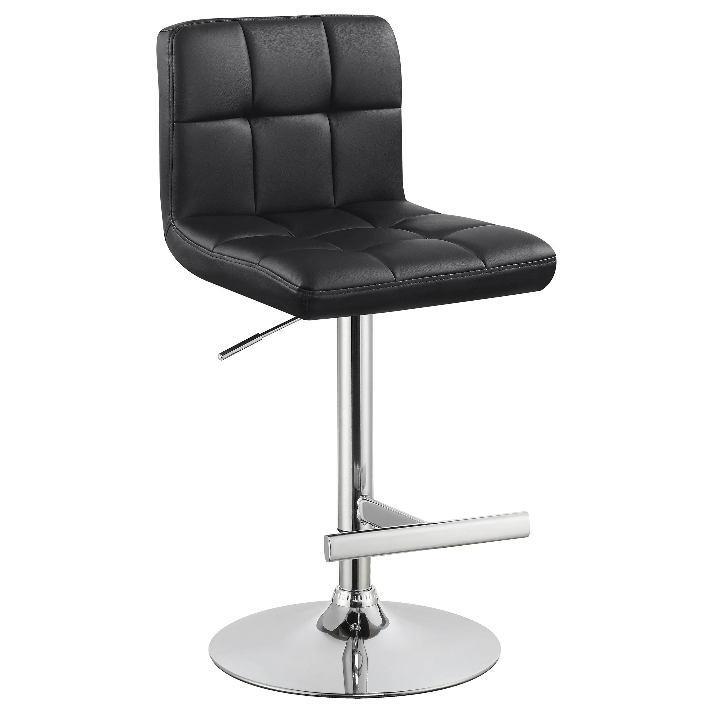 Adjustable Height Bar Stools Chrome and Black (Set of 2) - Image 3