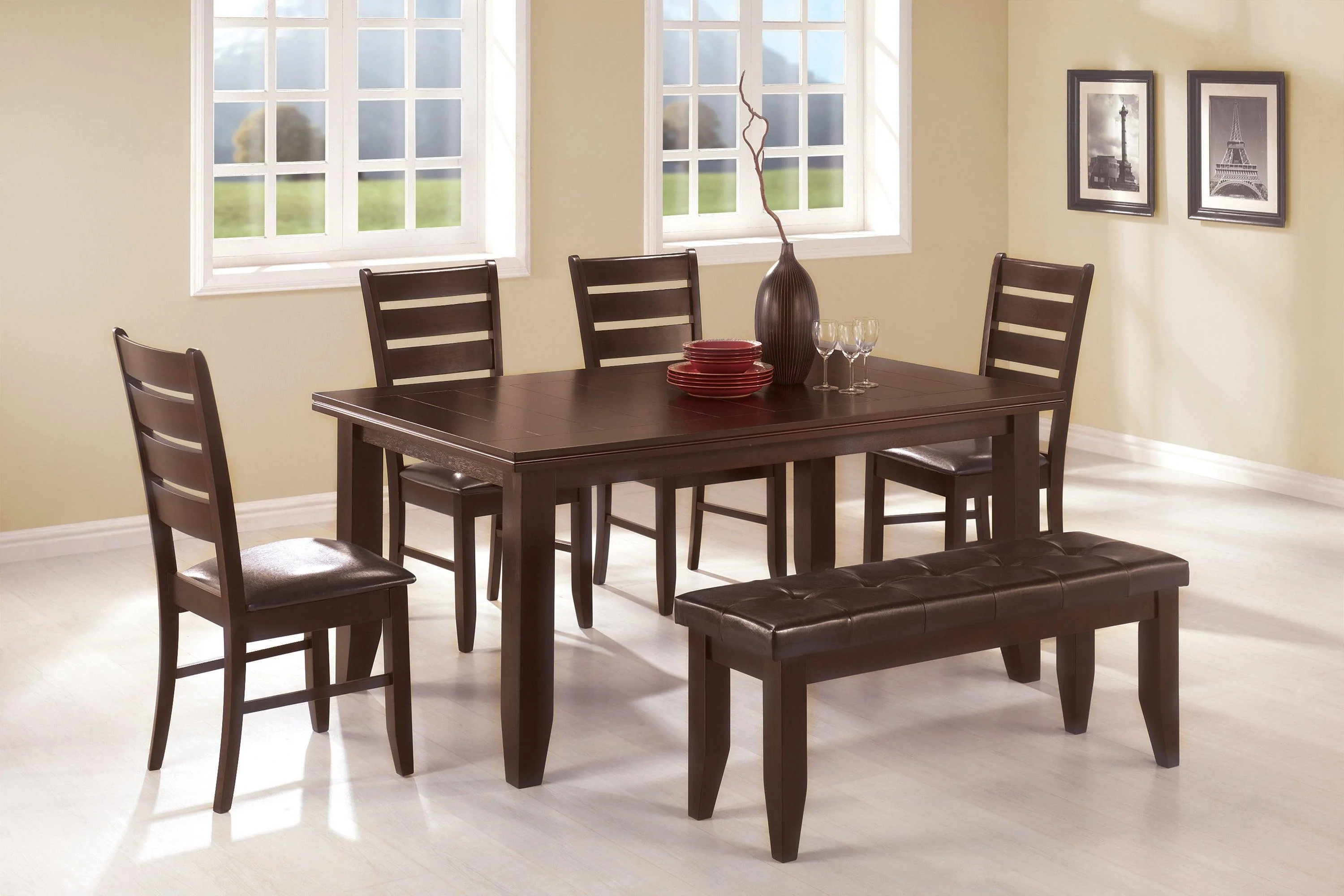 Dalila Tufted Upholstered Dining Bench Cappuccino Black - Image 3