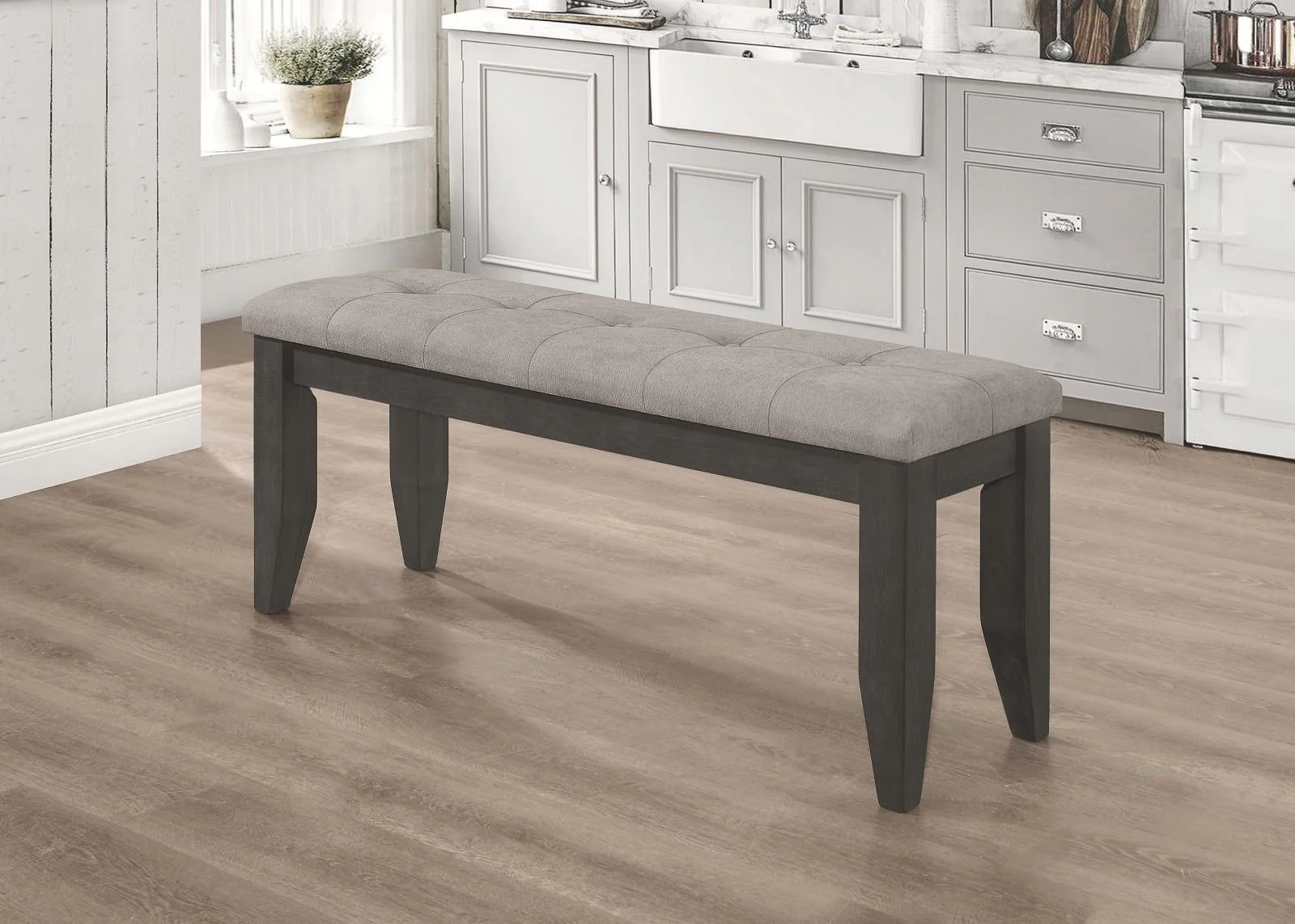 Dalila Padded Cushion Bench Gray Dark