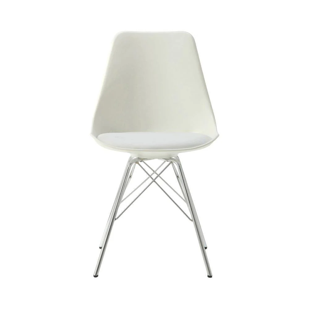 Juniper Armless Dining Chairs White Chrome (Set of 2) - Image 2