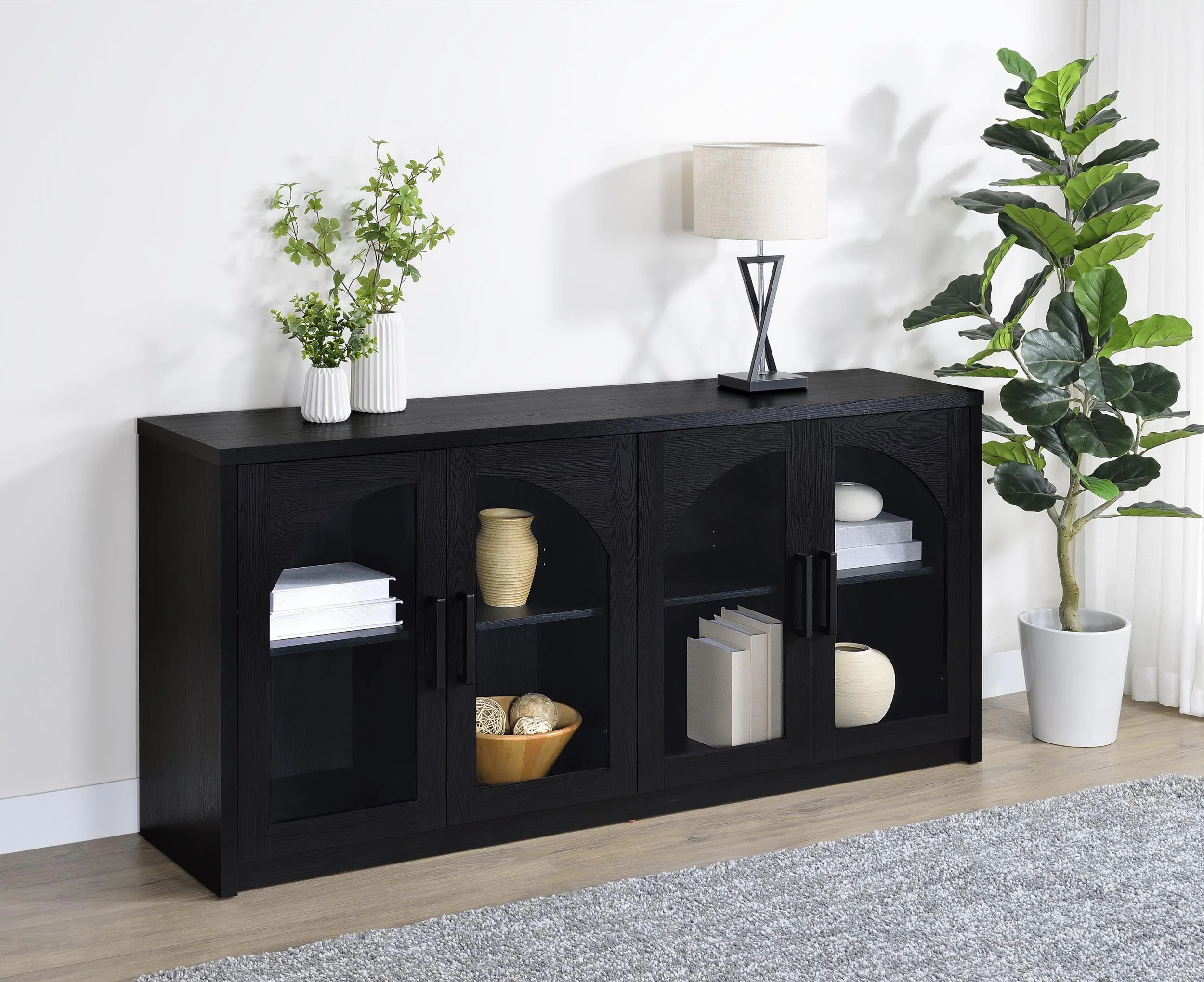 Riva 4-door Dining Sideboard Buffet Storage Credenza Black - Image 2