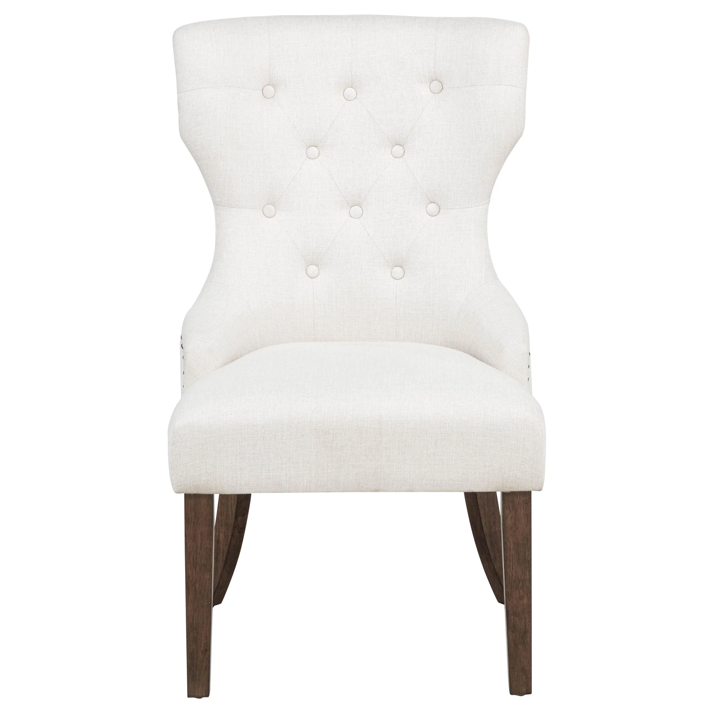 Baney Fabric Upholstered Dining Side Chair Cream and Dark Oak - Image 3