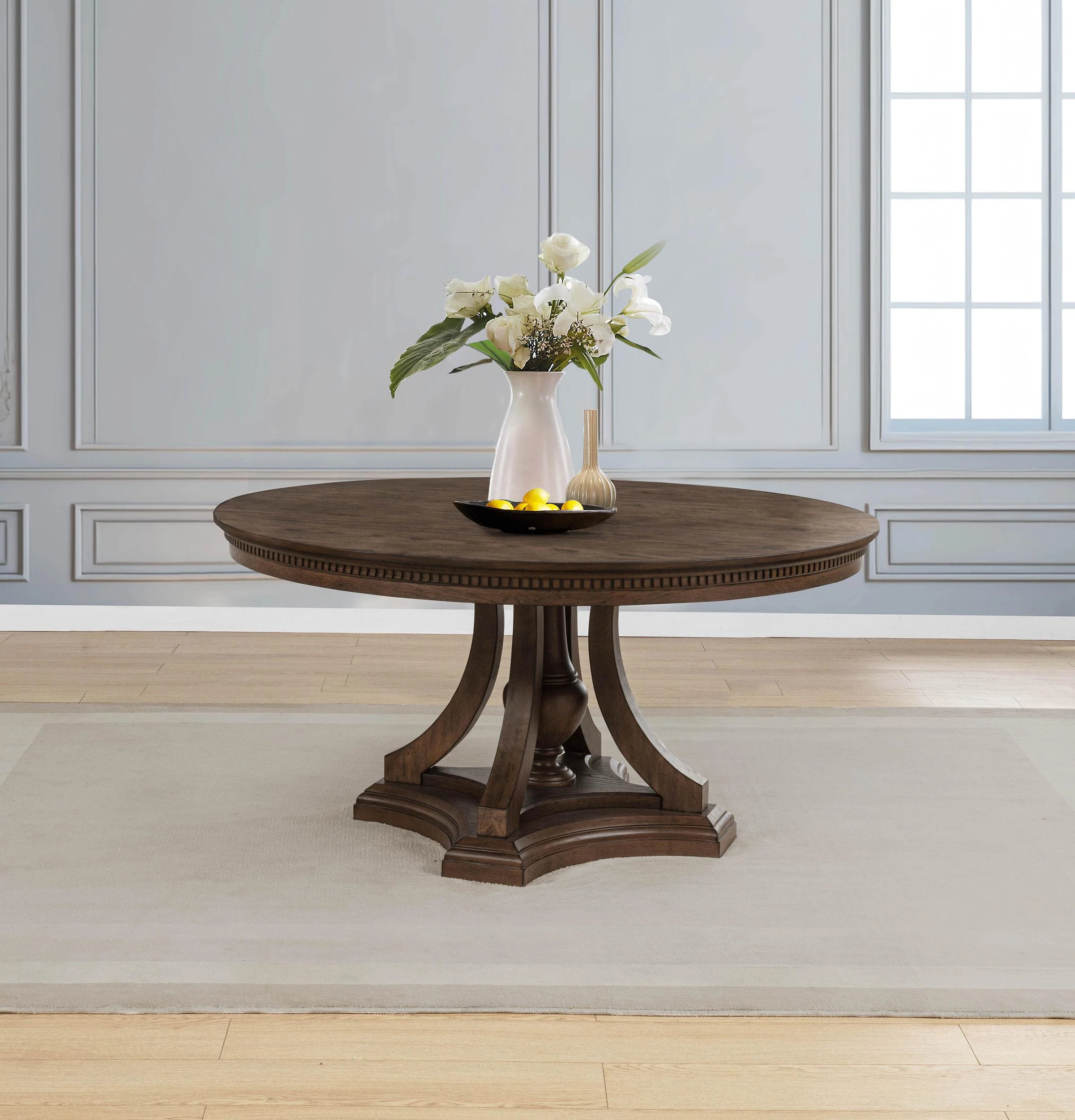 Ridgewell Round Pedestal Dining Table Dark Oak - Image 2