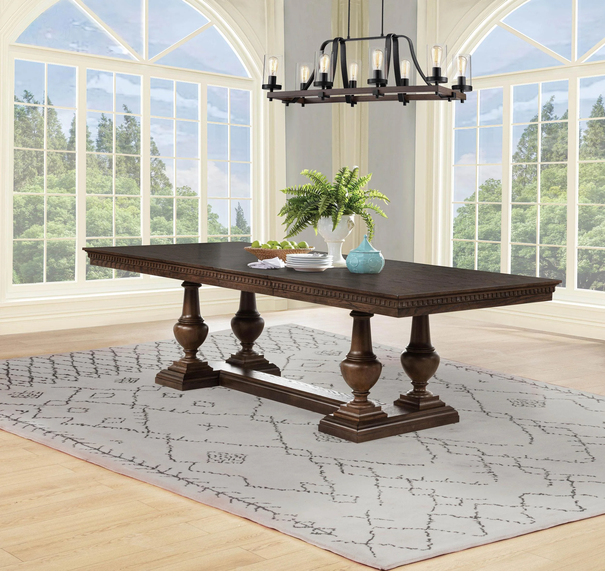 Ridgewell Rectangular Trestle Dining Table Dark Oak - Image 2