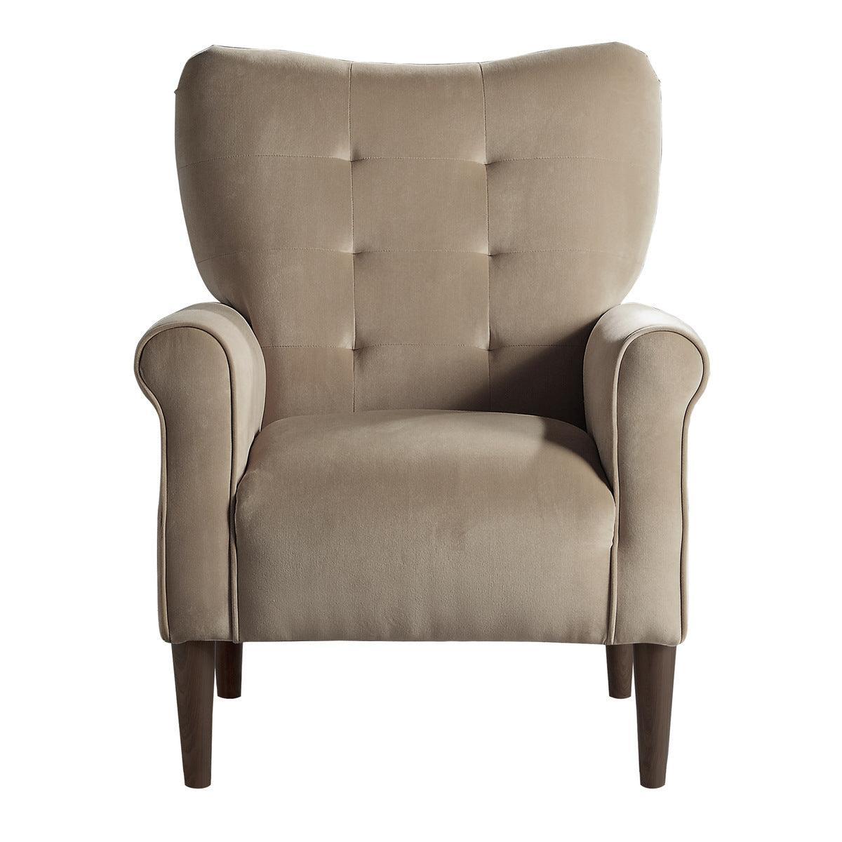 Kyrie Brown Velvet Fabric Tufted Accent Chair - Image 1
