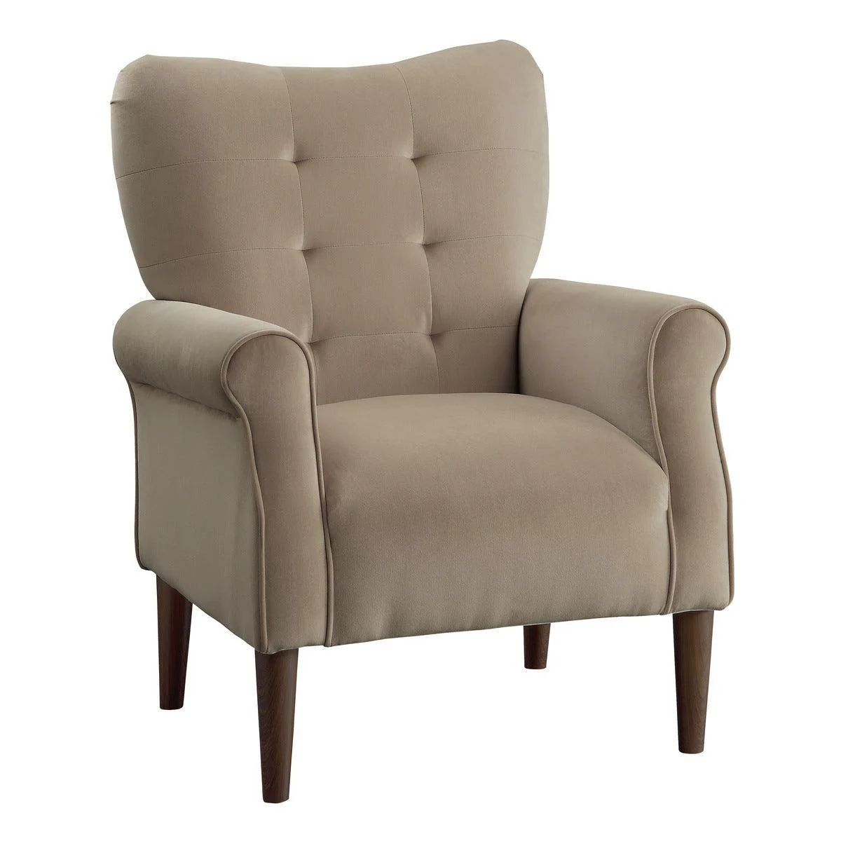 Kyrie Brown Velvet Fabric Tufted Accent Chair - Image 2