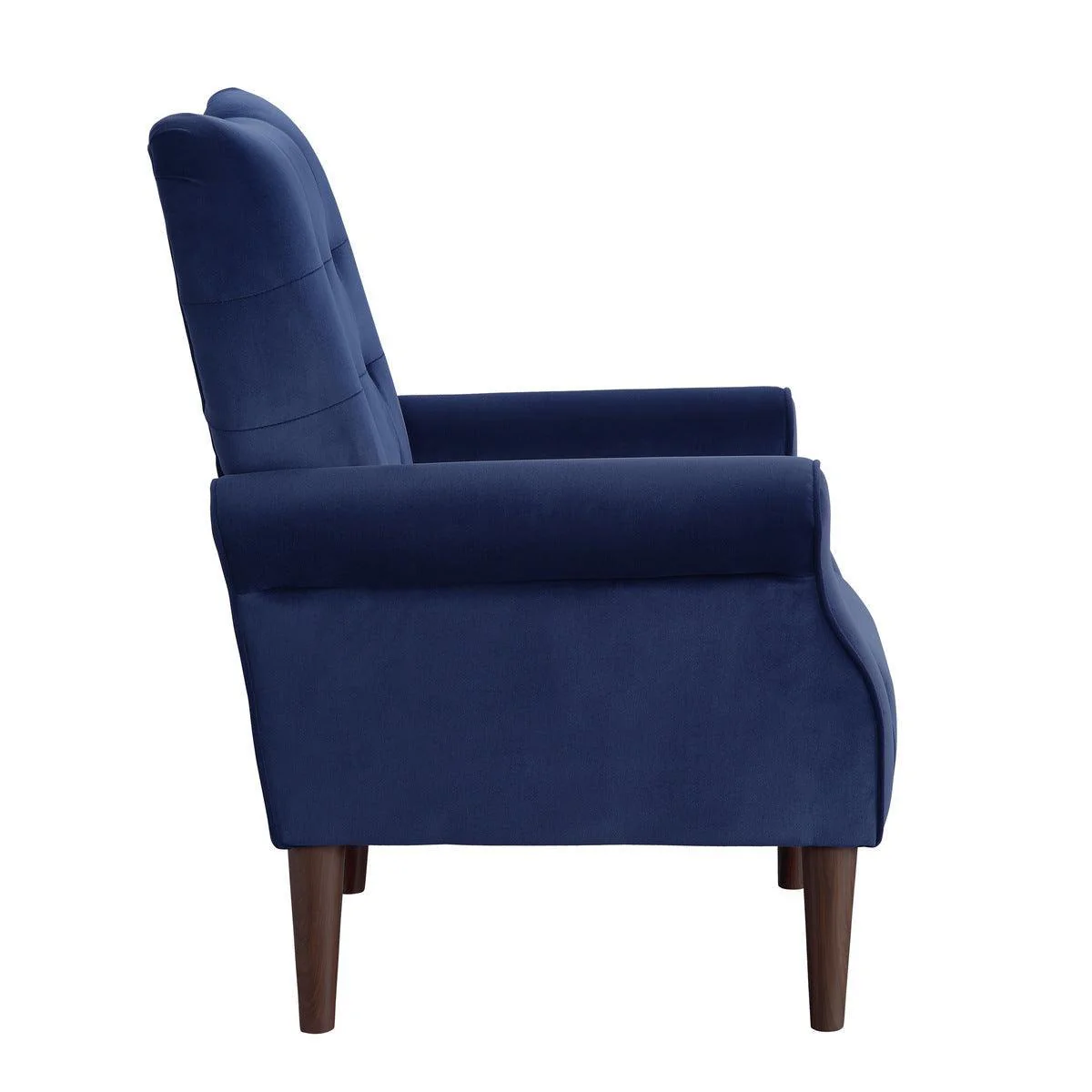 Kyrie Navy Blue Velvet Fabric Tufted Accent Chair - Image 3