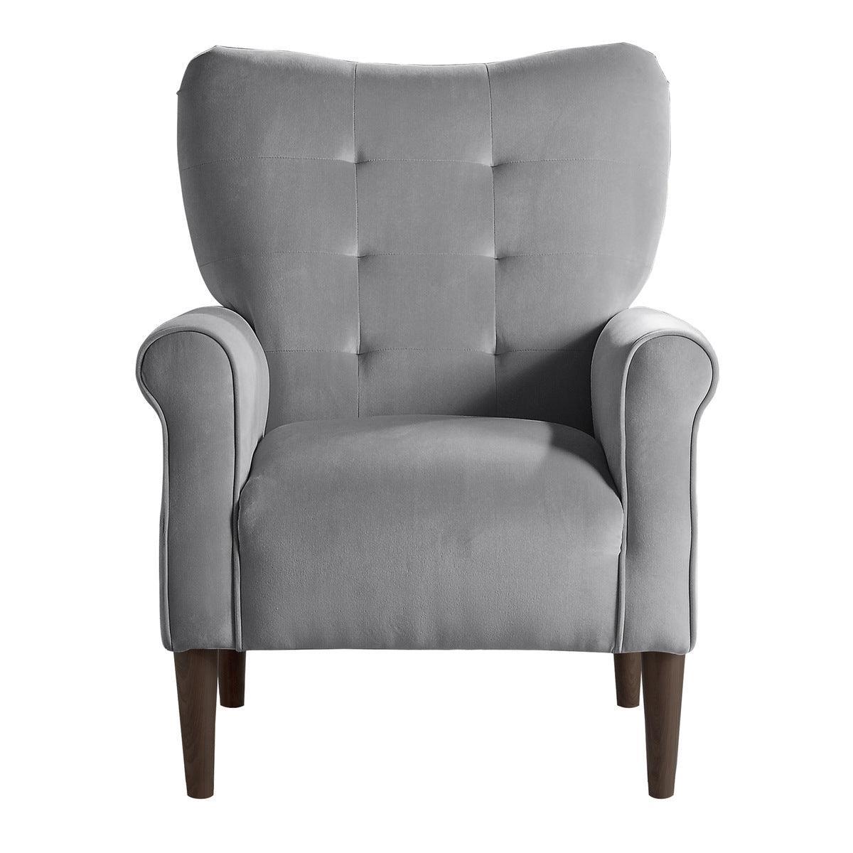 Kyrie Dark Gray Velvet Fabric Tufted Accent Chair - Image 1
