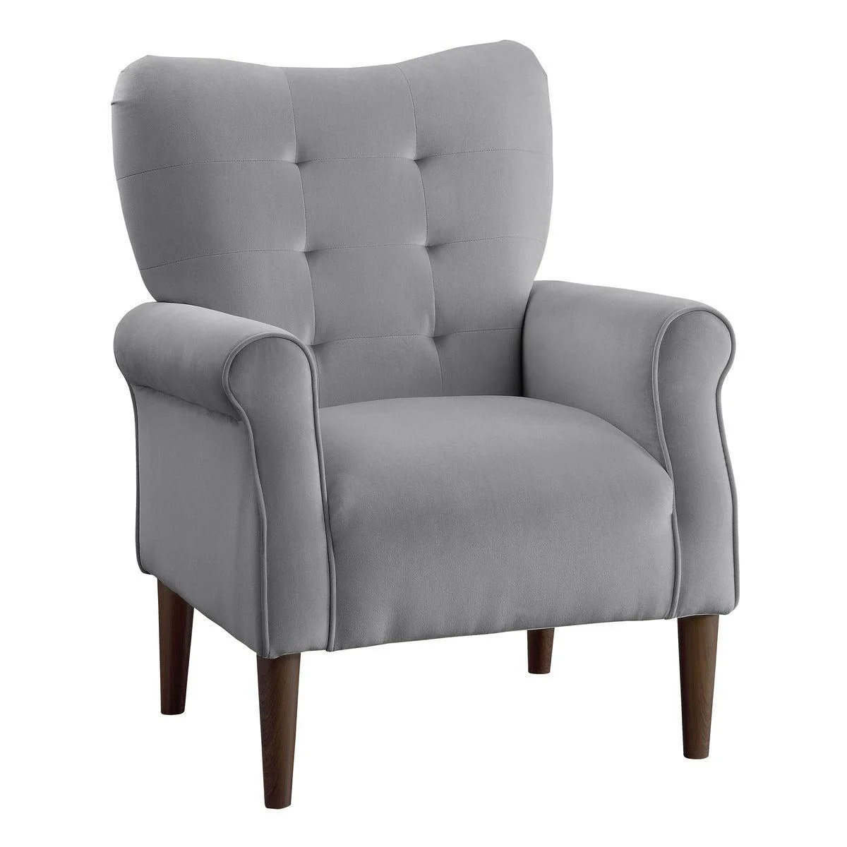 Kyrie Dark Gray Velvet Fabric Tufted Accent Chair - Image 2