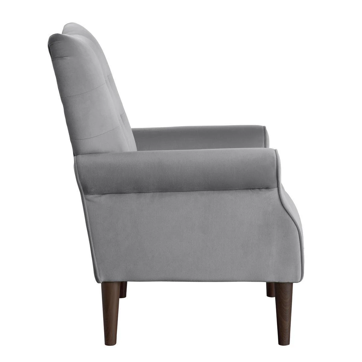 Kyrie Dark Gray Velvet Fabric Tufted Accent Chair - Image 3
