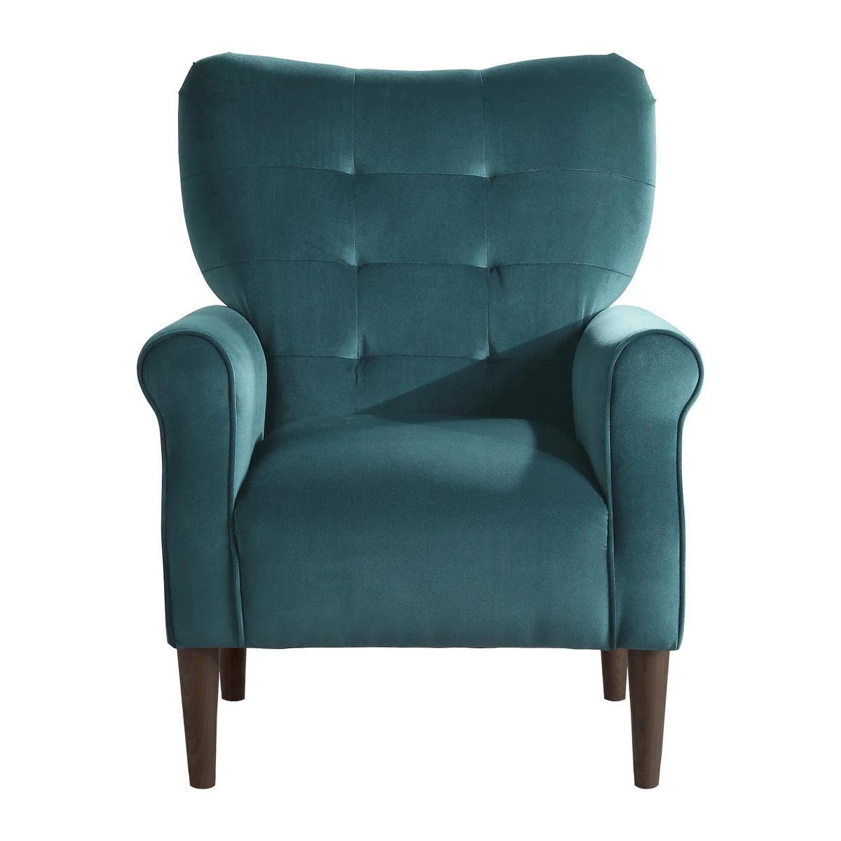 Kyrie Teal Velvet Fabric Tufted Accent Chair - Image 1