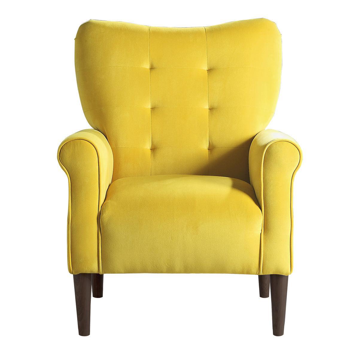 Kyrie Yellow Velvet Fabric Tufted Accent Chair - Image 1