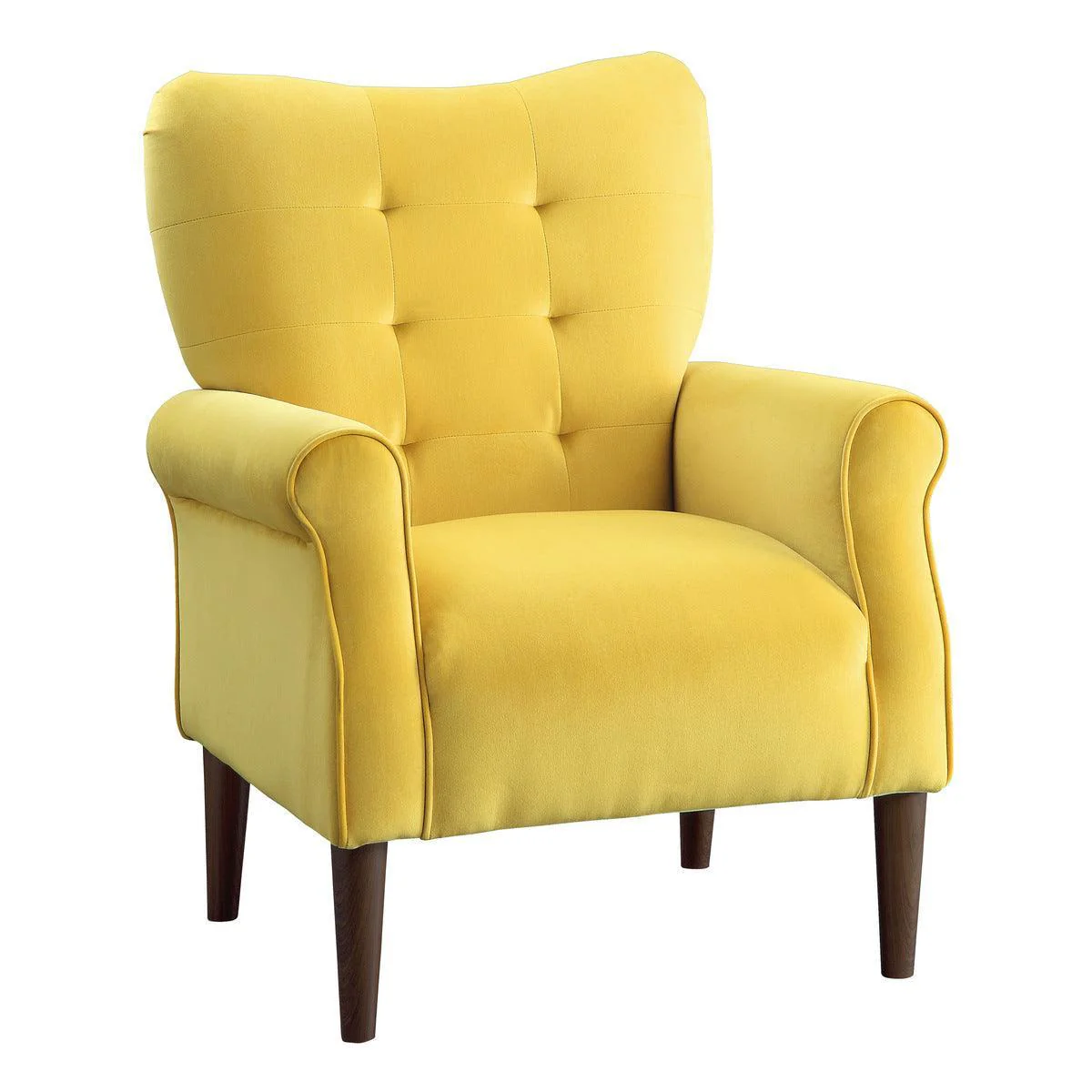 Kyrie Yellow Velvet Fabric Tufted Accent Chair - Image 2