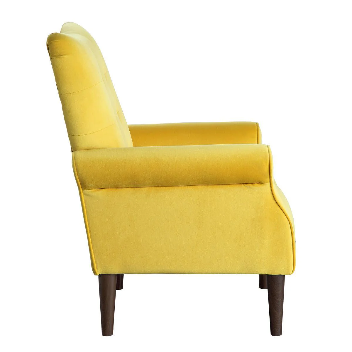 Kyrie Yellow Velvet Fabric Tufted Accent Chair - Image 3