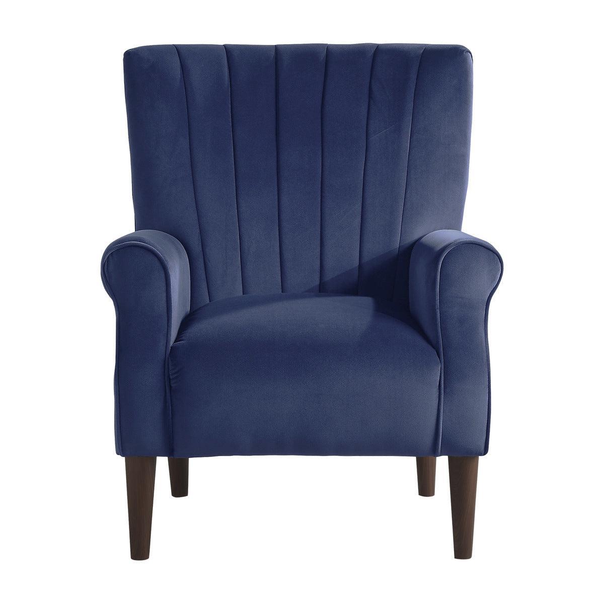Urielle Navy Blue Velvet Fabric Accent Chair - Image 1