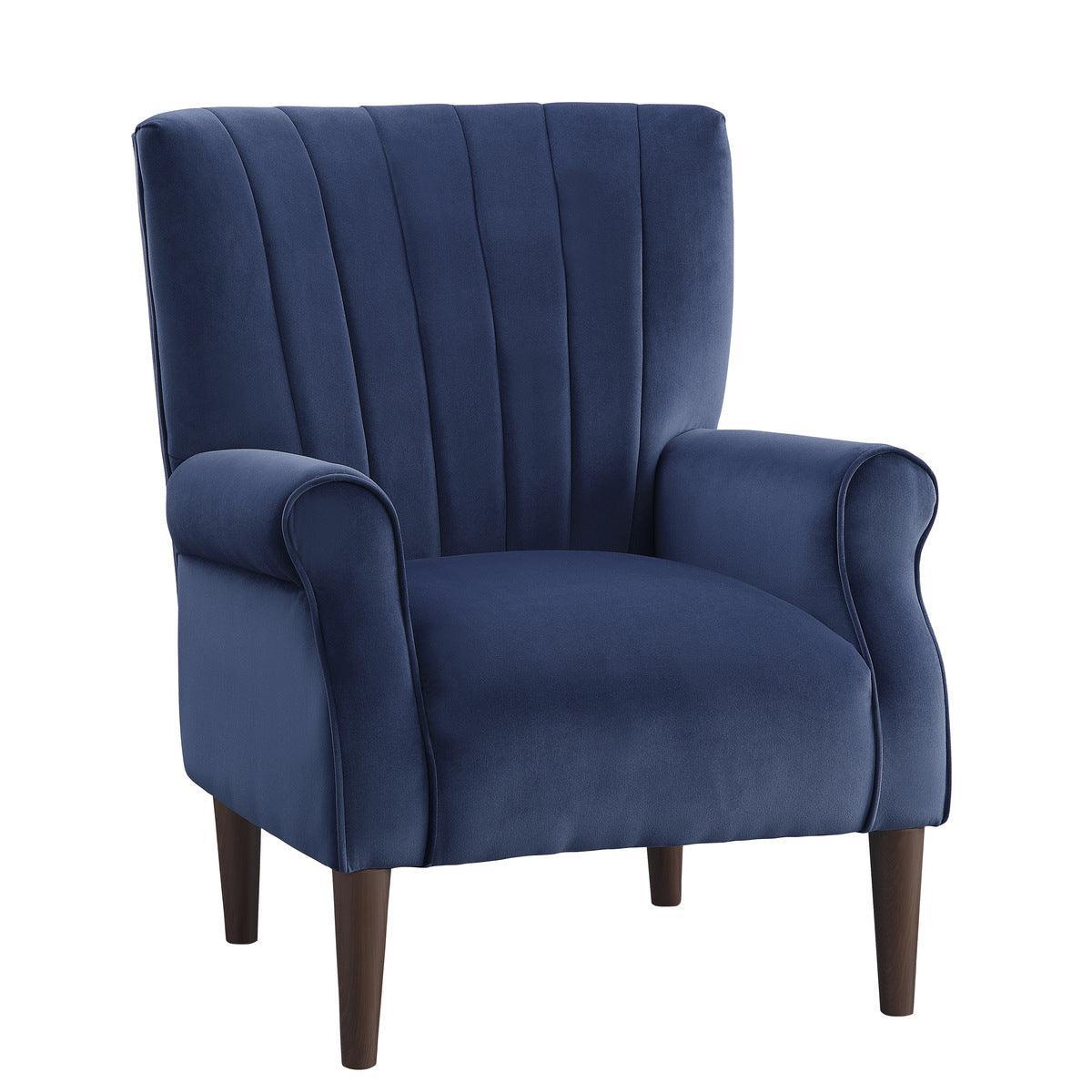 Urielle Navy Blue Velvet Fabric Accent Chair - Image 2