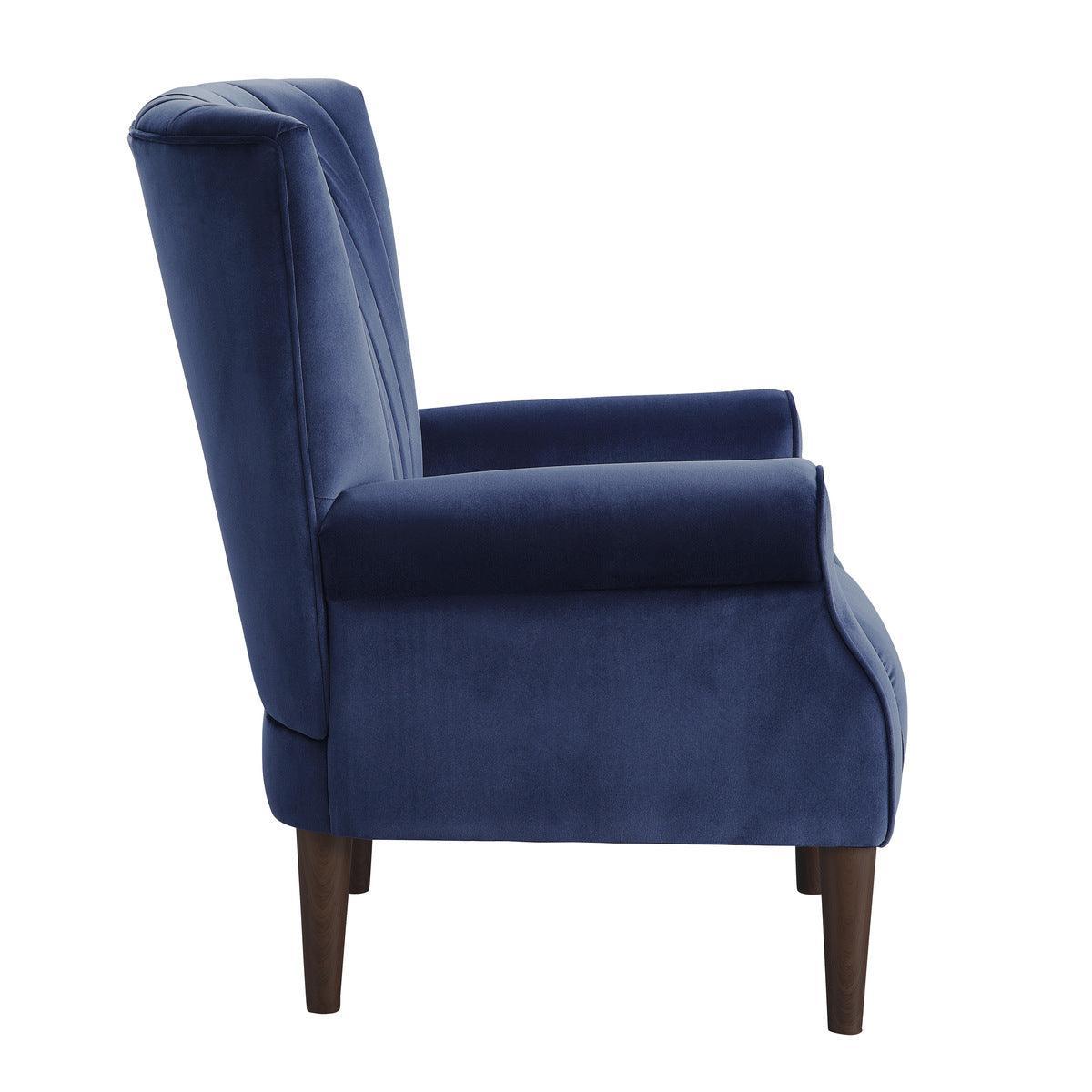 Urielle Navy Blue Velvet Fabric Accent Chair - Image 3