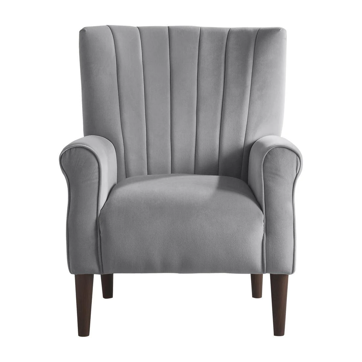 Urielle Dark Gray Velvet Fabric Accent Chair - Image 1