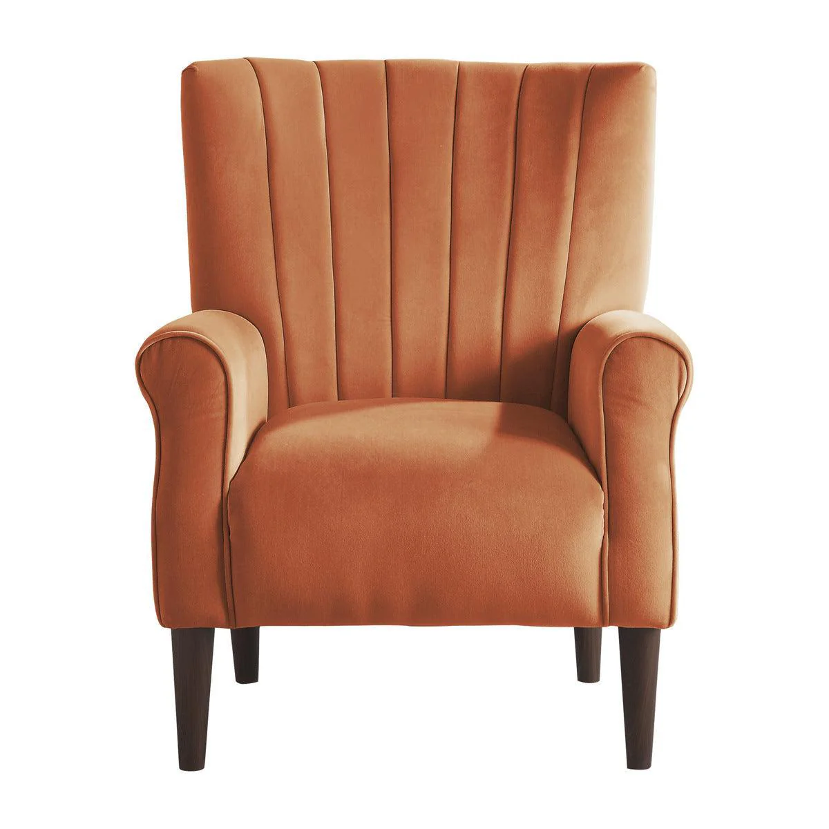 Urielle Orange Velvet Fabric Accent Chair
