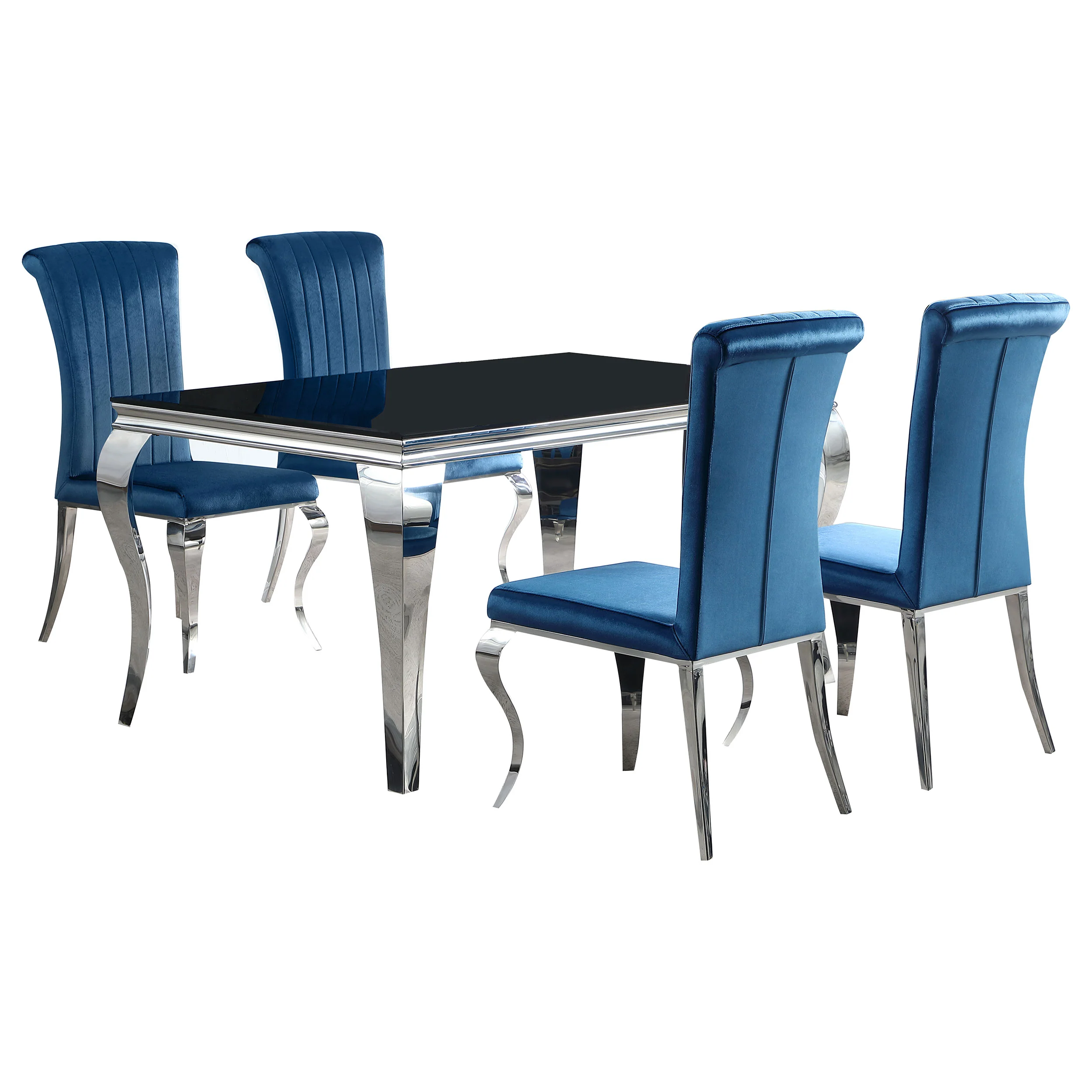 Carone Teal 61-inch Rectangular Glass Dining Room Set - Image 2