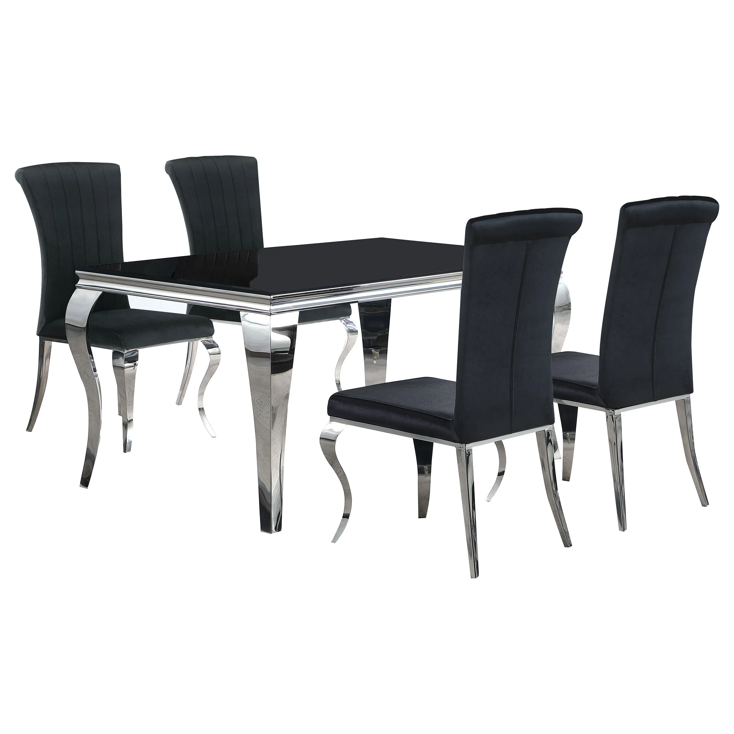 Carone Black 61-inch Rectangular Glass Dining Room Set - Image 2