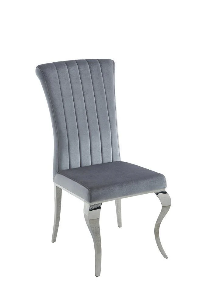 Betty Upholstered Side Chairs Gray Chrome (Set of 4) - Image 1
