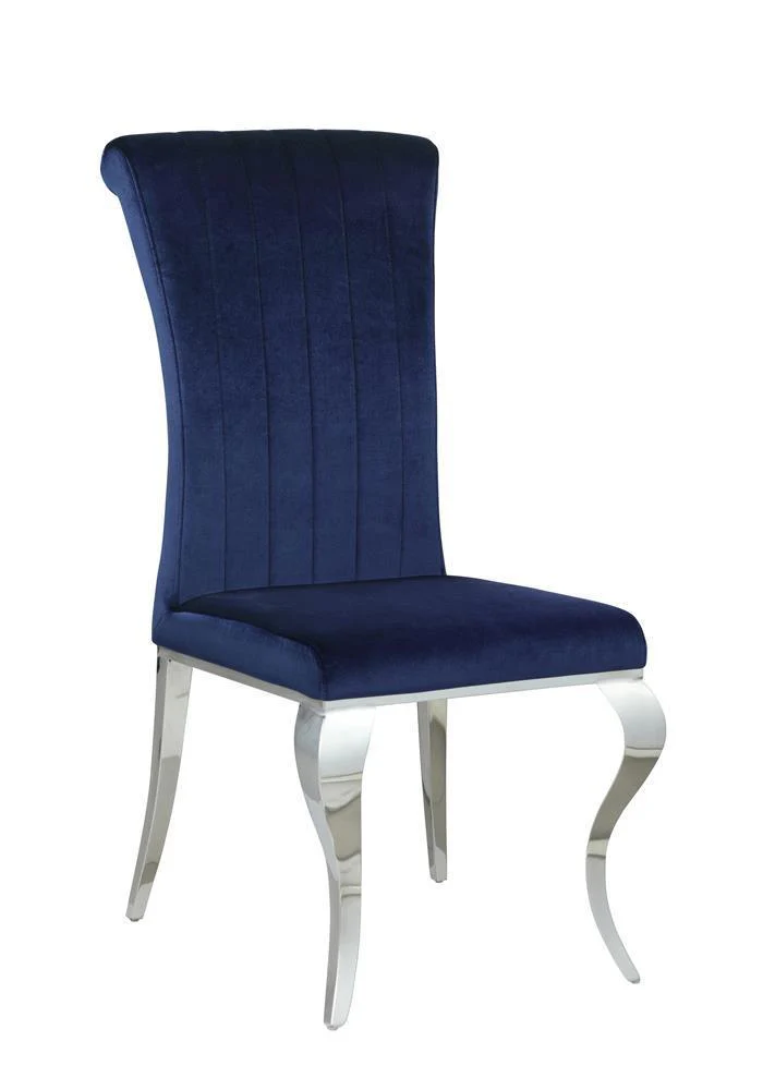 Betty Upholstered Side Chairs Ink Blue Chrome (Set of 4) - Image 1
