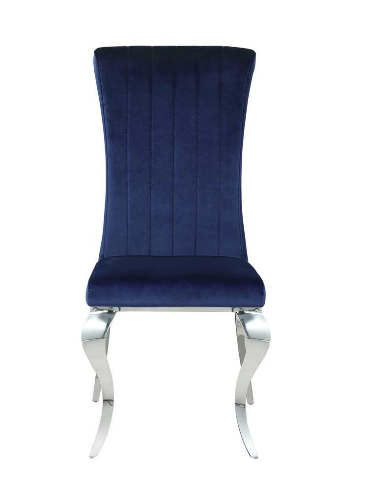 Betty Upholstered Side Chairs Ink Blue Chrome (Set of 4) - Image 2