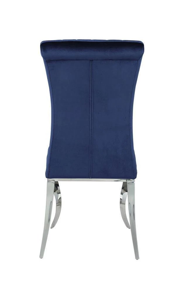 Betty Upholstered Side Chairs Ink Blue Chrome (Set of 4) - Image 3