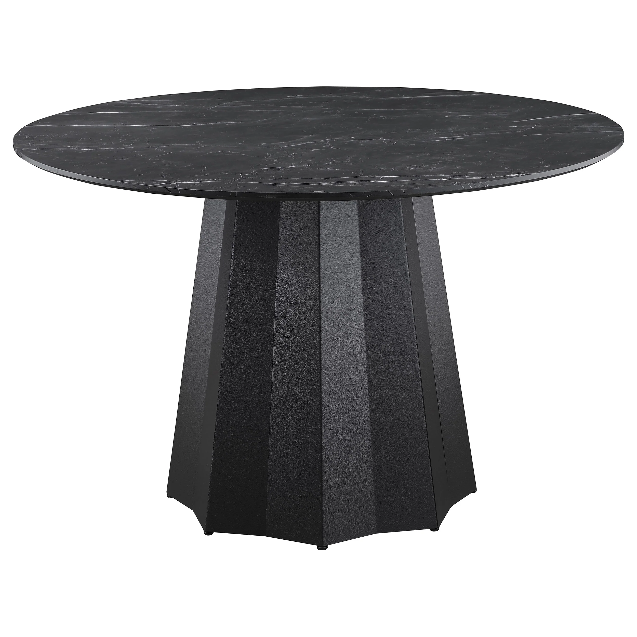 Camden Black Round Faux Marble Top Dining Room Set - Image 3