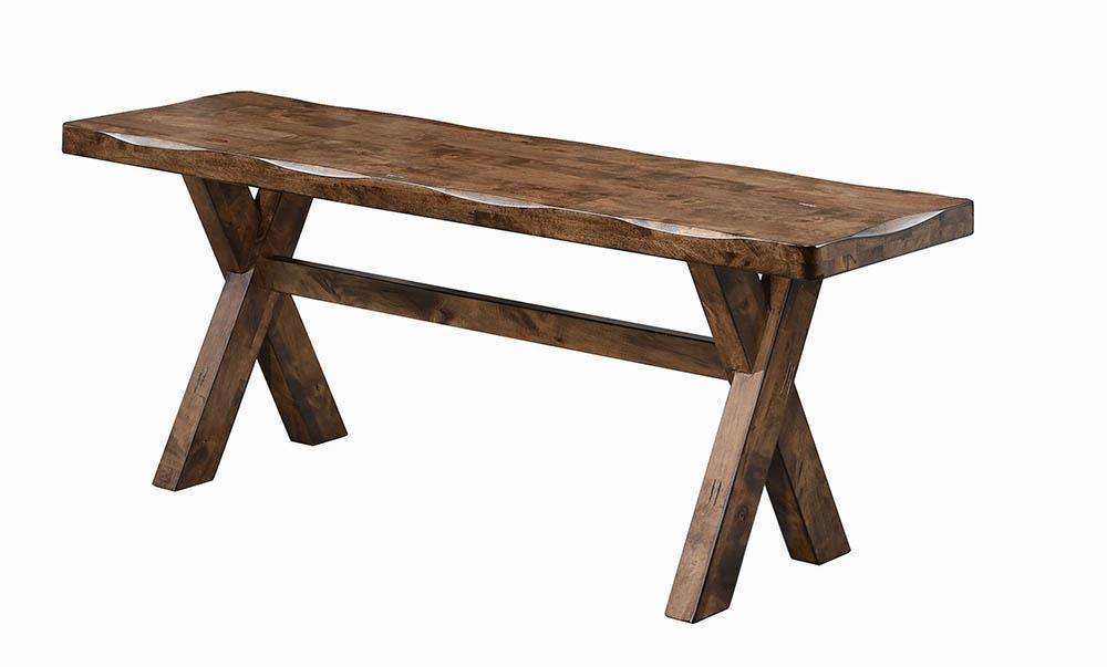 Alston X shaped Dining Bench Knotty Nutmeg