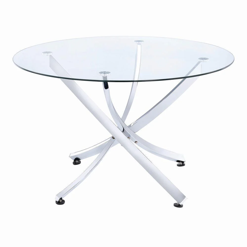 Beckham Round Dining Table Chrome Clear