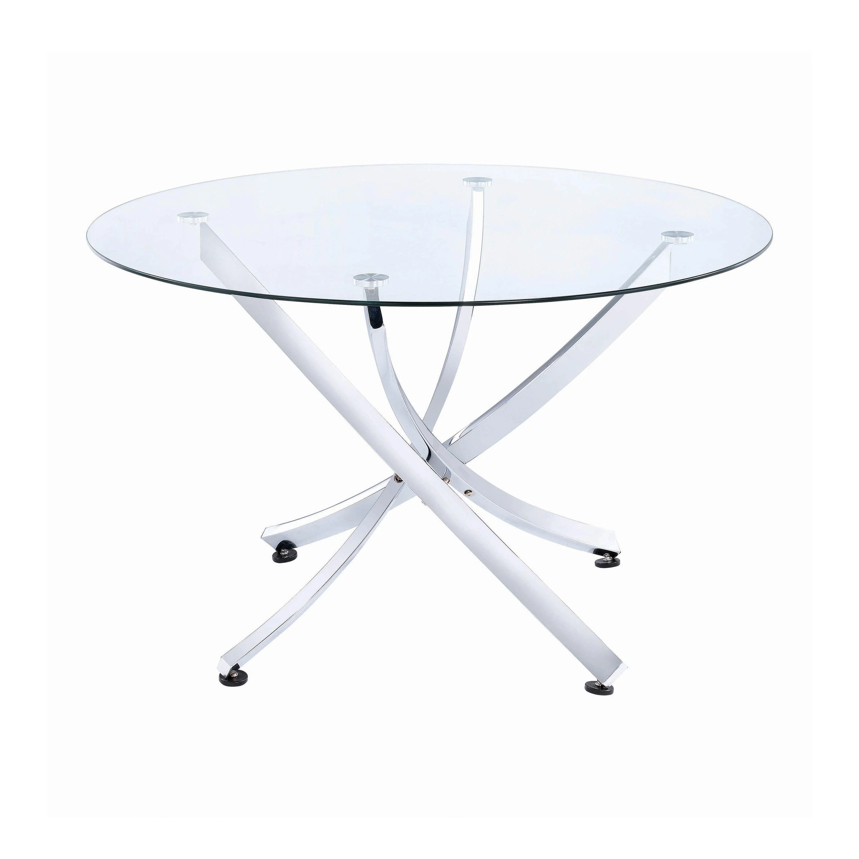 Beckham Chrome Clear Circular Dining Room Set - Image 3