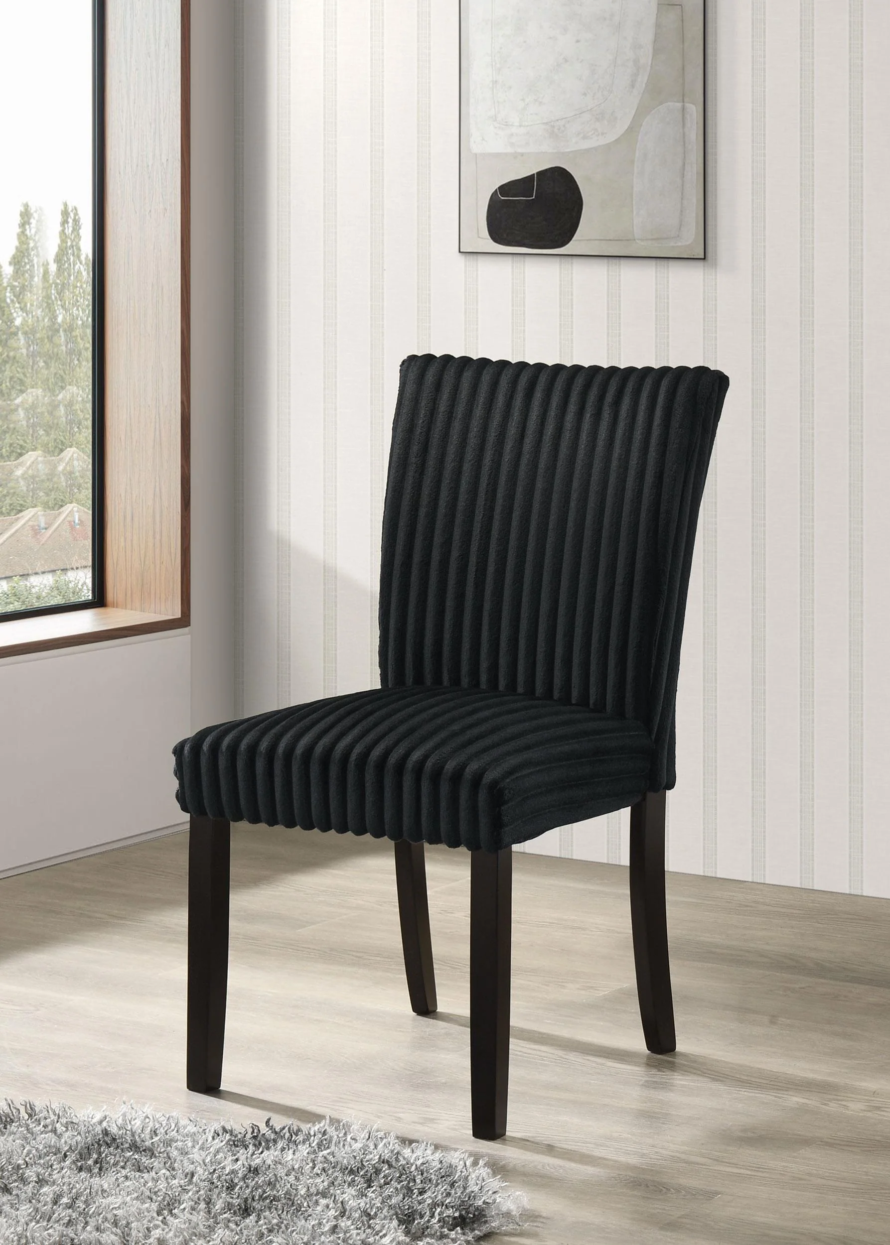 Dermott Upholstered Parson Dining Side Chair Black (Set of 2) - Image 2