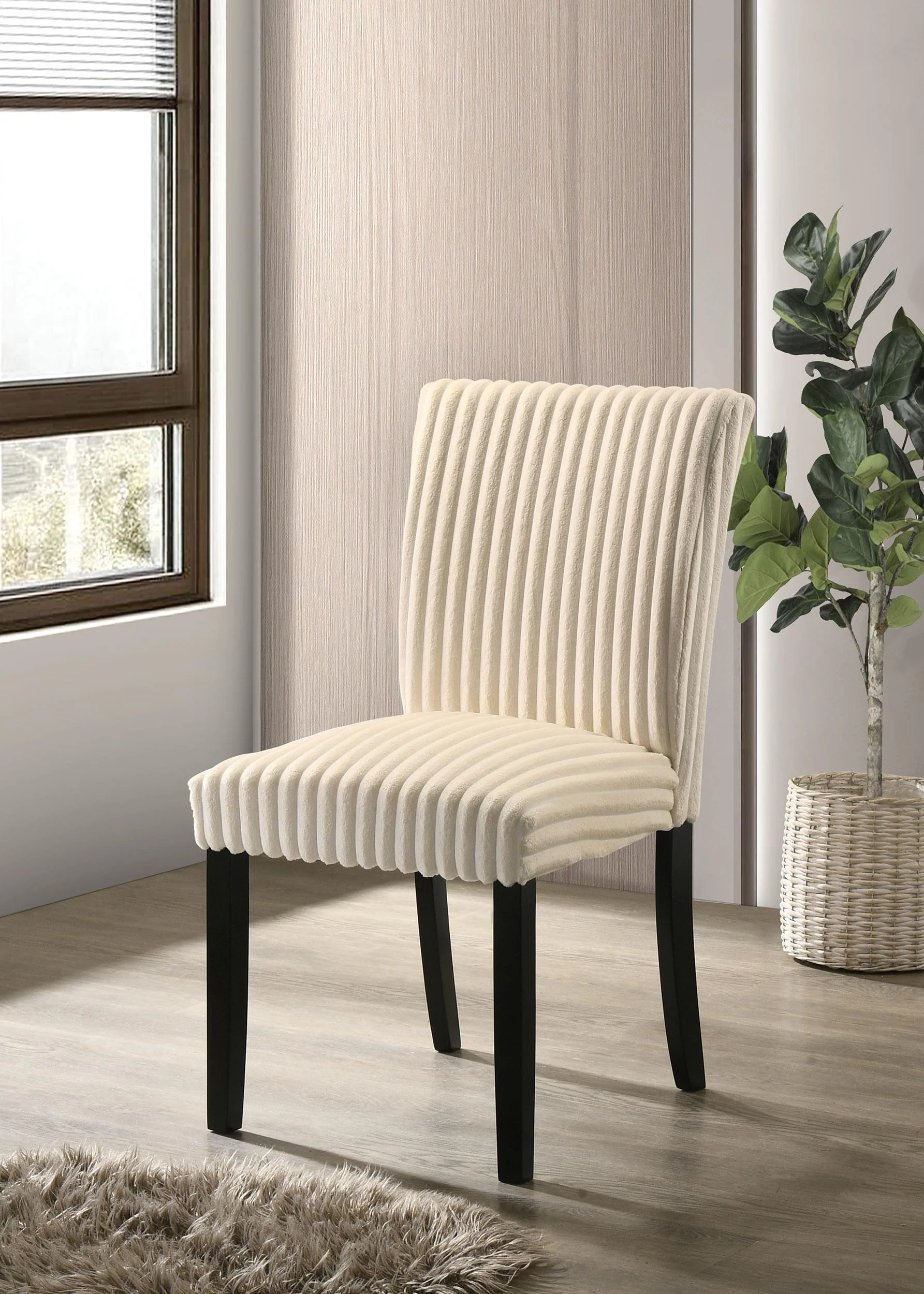 Dermott Upholstered Parson Dining Side Chair Cream (Set of 2) - Image 2