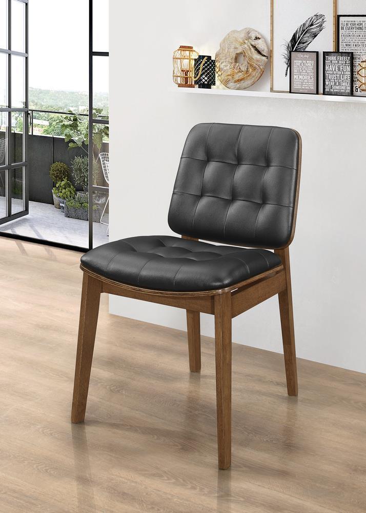 Otterson Tufted Back Side Chairs Natural Walnut Black (Set of 2) - Image 1