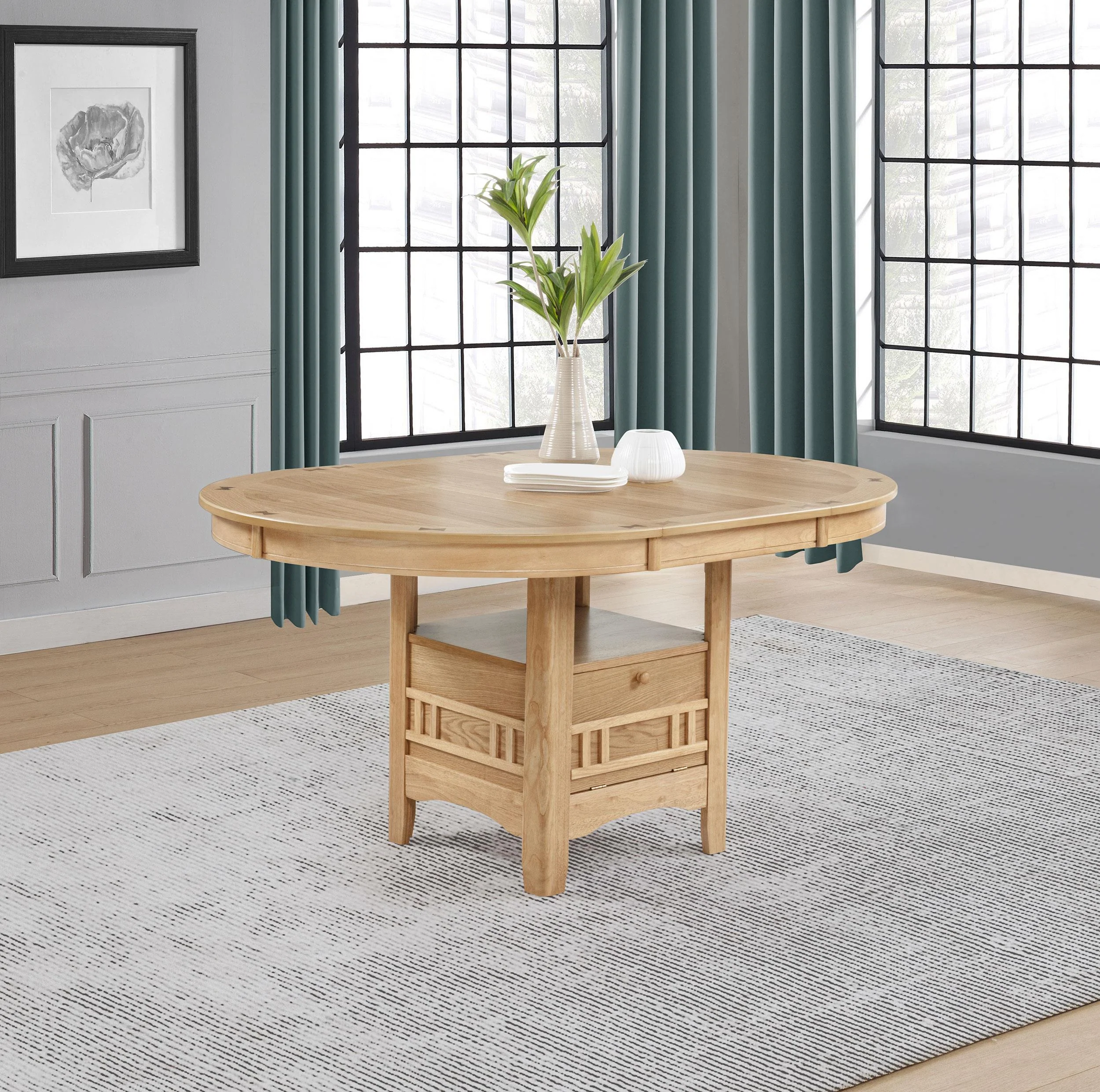 Lavon Oval 60-inch Wood Extension Leaf Dining Table Light Oak - Image 2