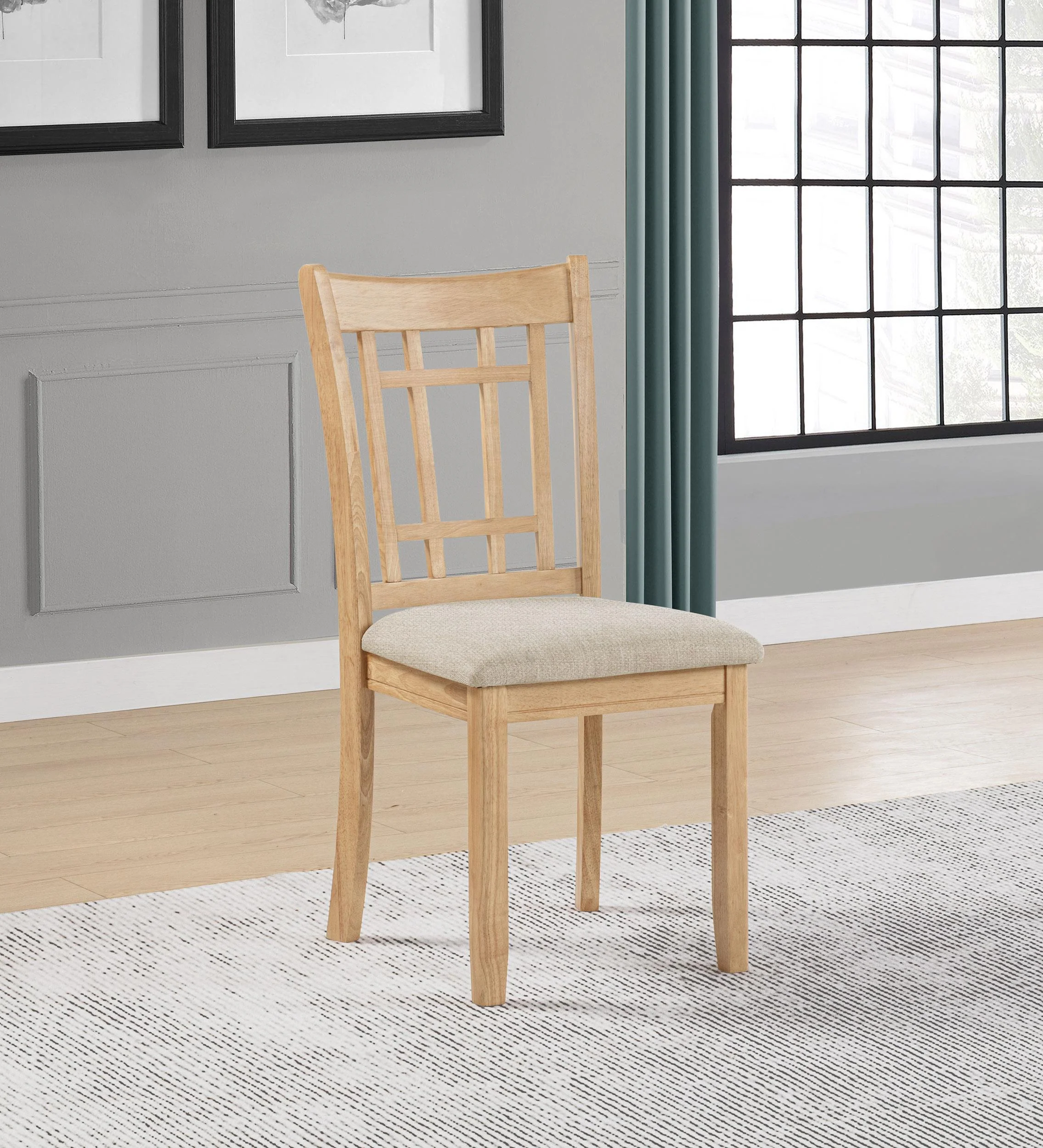 Lavon Wood Dining Side Chair Linen and Light Oak (Set of 2) - Image 2