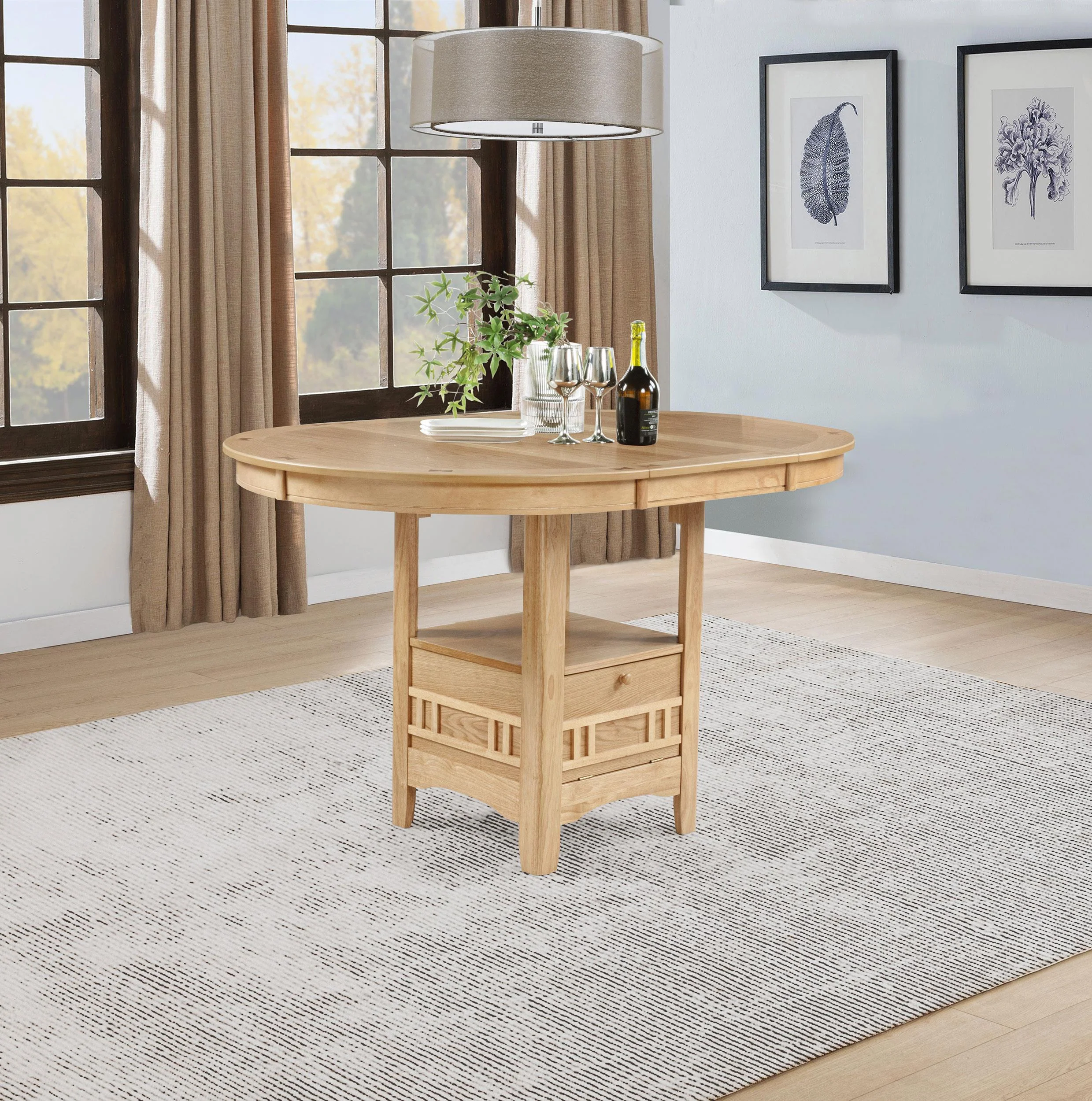 Lavon Oval 60-inch Counter Height Extension Dining Table Light Oak - Image 2