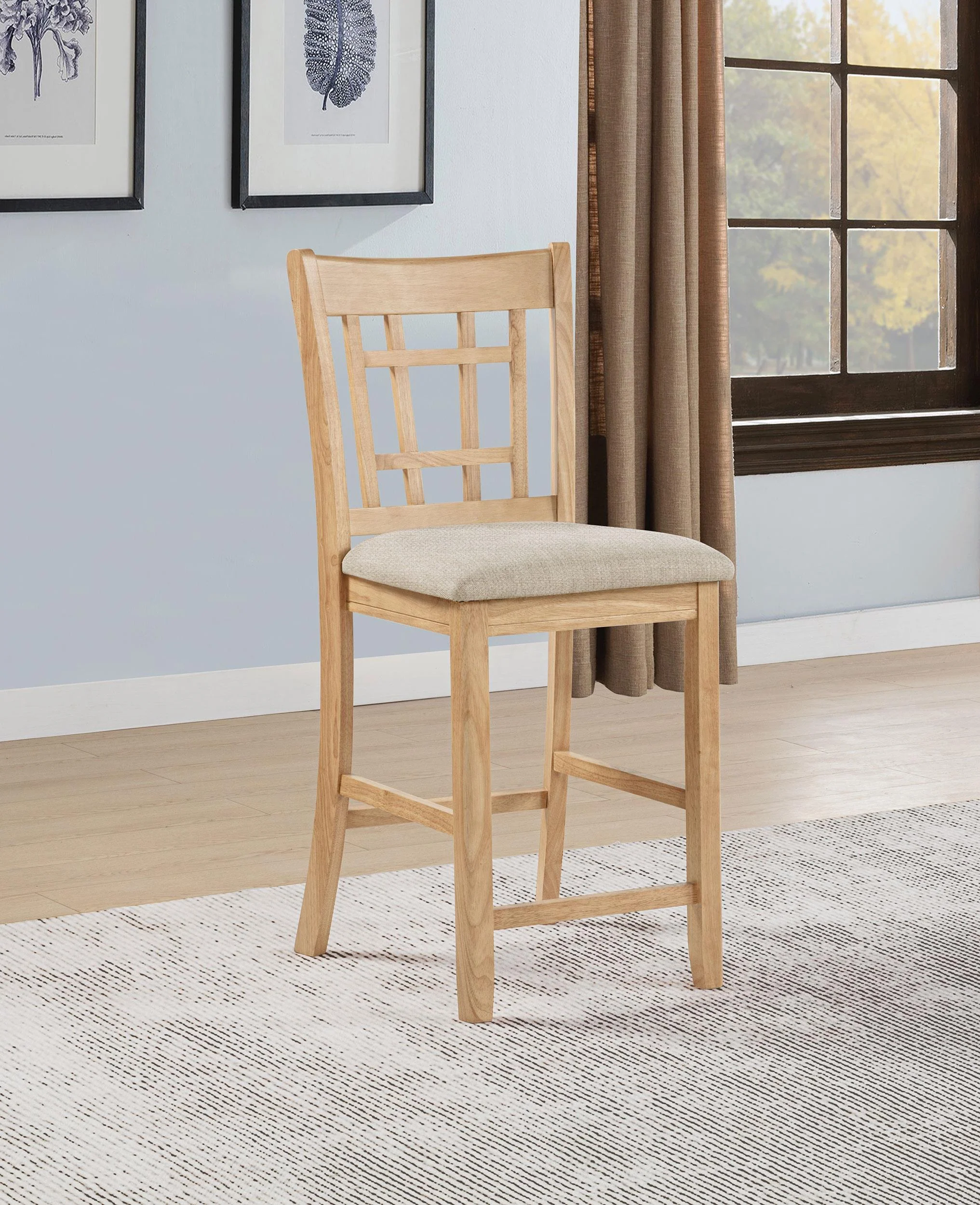 Lavon Wood Counter Height Dining Chair Linen and Light Oak (Set of 2) - Image 2