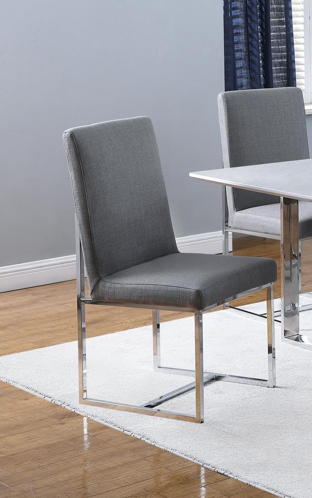 Mackinnon Upholstered Side Chairs Gray Chrome (Set of 2) - Image 1