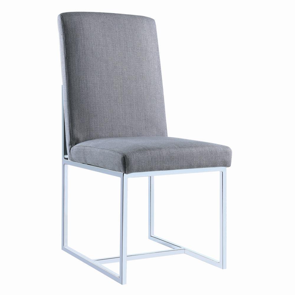 Mackinnon Upholstered Side Chairs Gray Chrome (Set of 2) - Image 2
