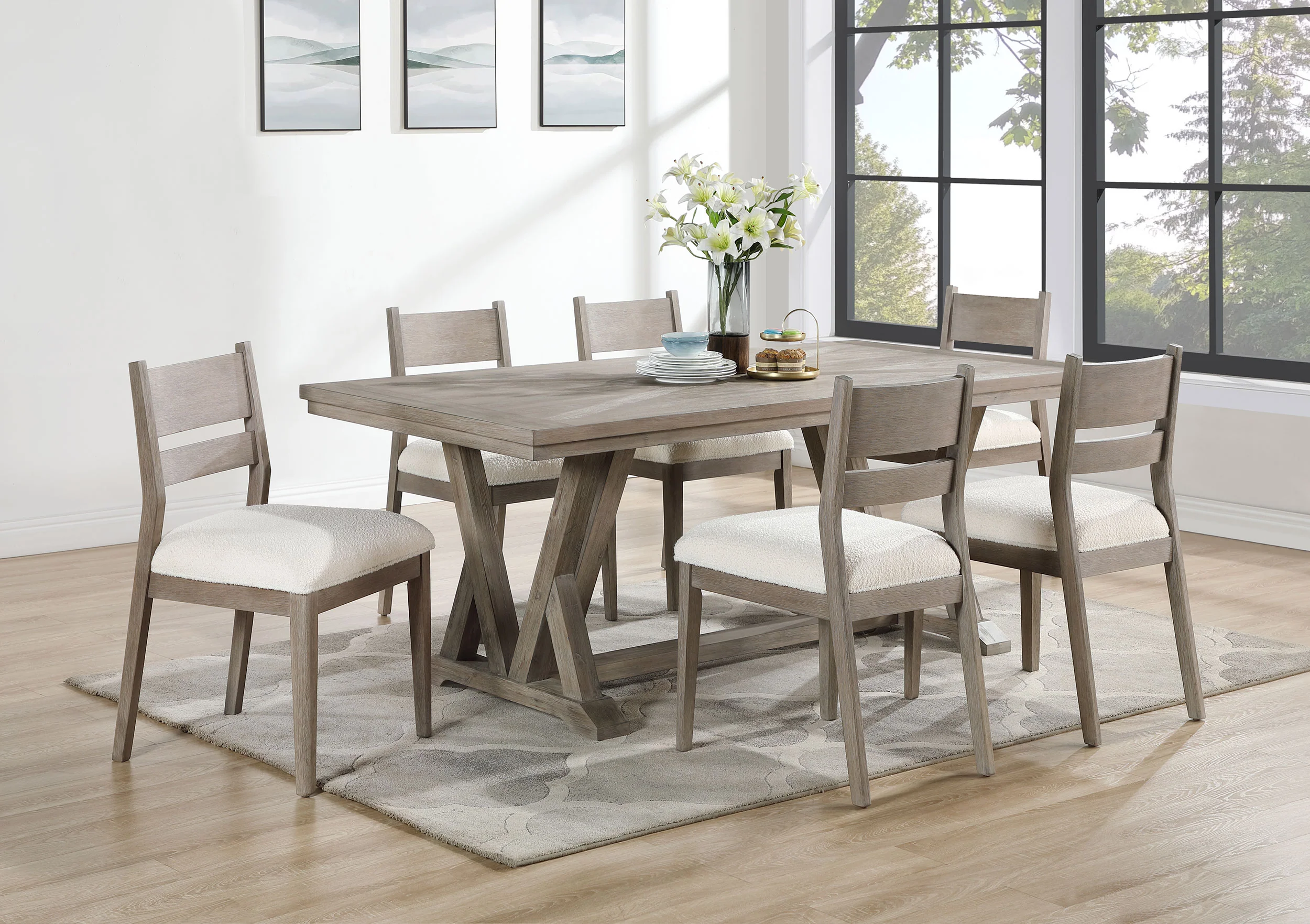 Cornelia Coastal Grey Rectangular Dining Room Set - Image 2