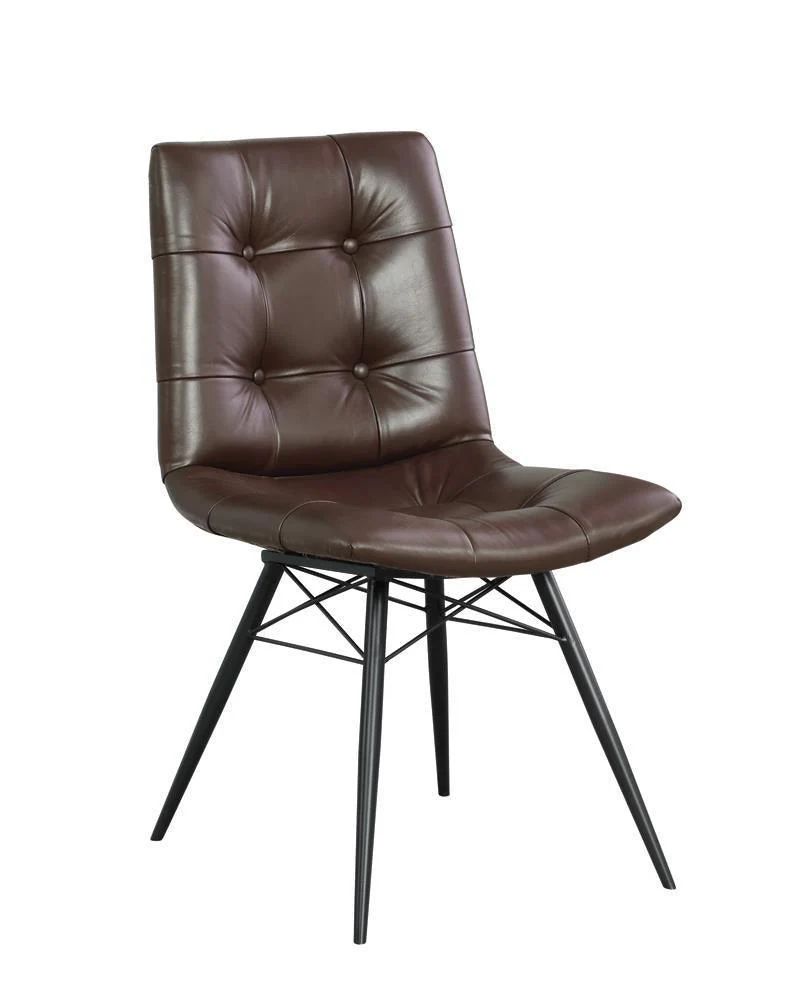 Aiken Upholstered Tufted Side Chairs Brown (Set of 4) - Image 3