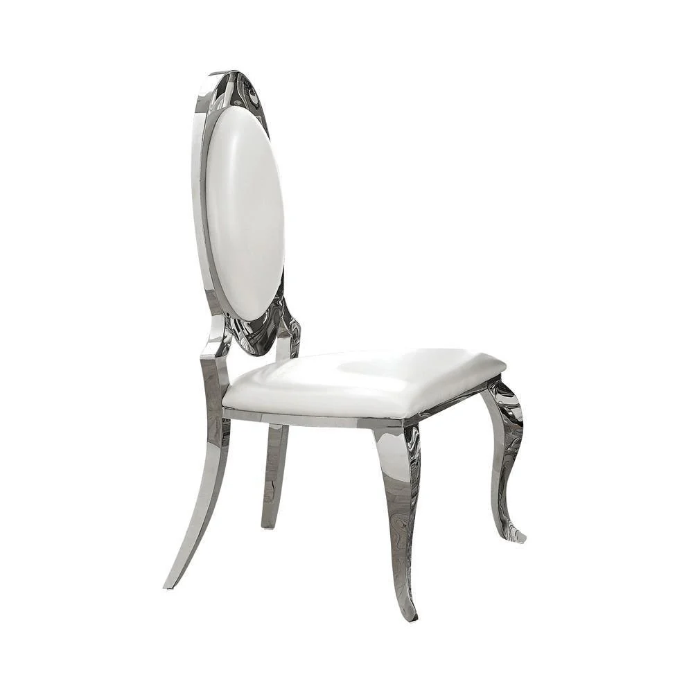 Antoine Oval Back Side Chairs Cream Chrome (Set of 2) - Image 1
