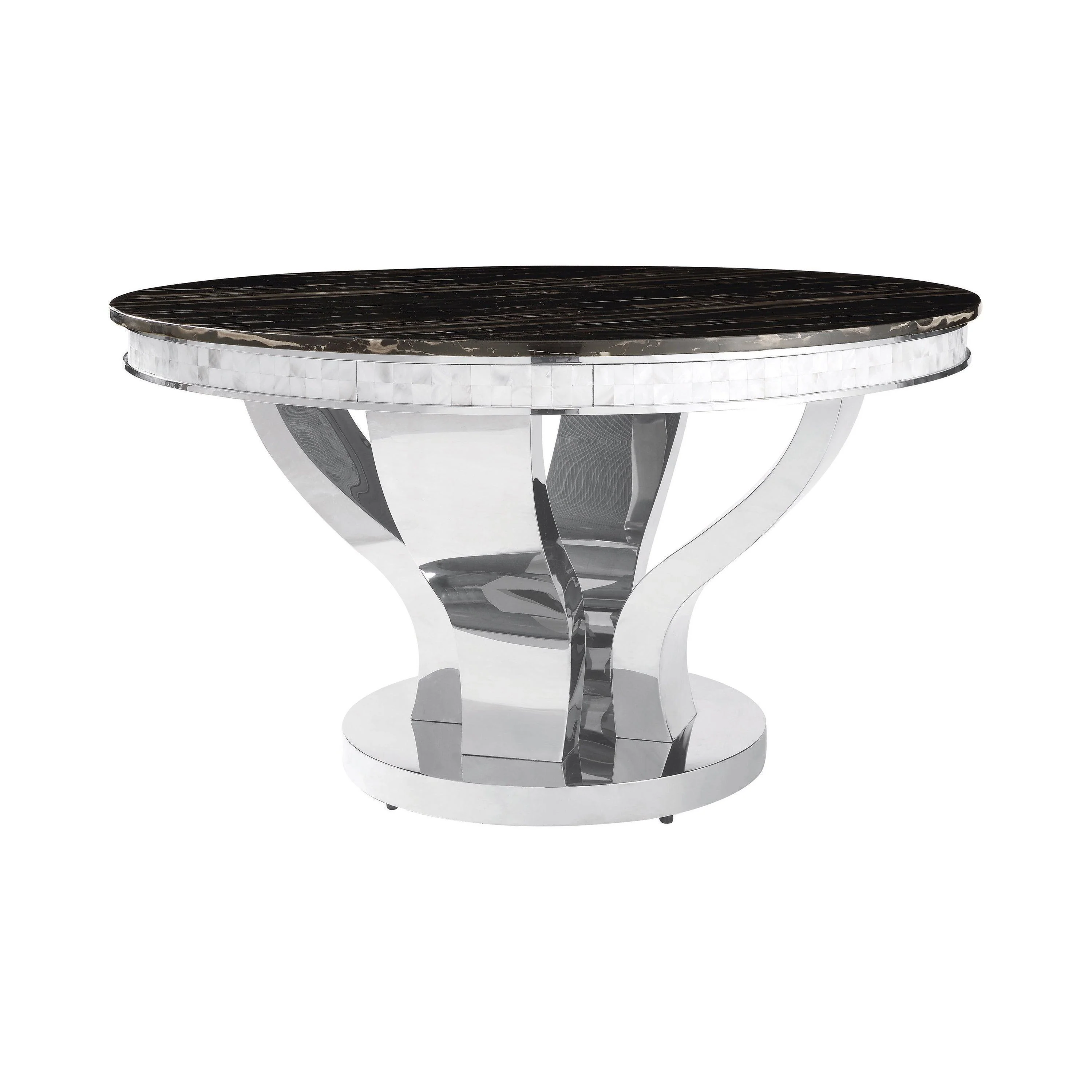 Anchorage Chrome Black Circular Dining Room Set - Image 2