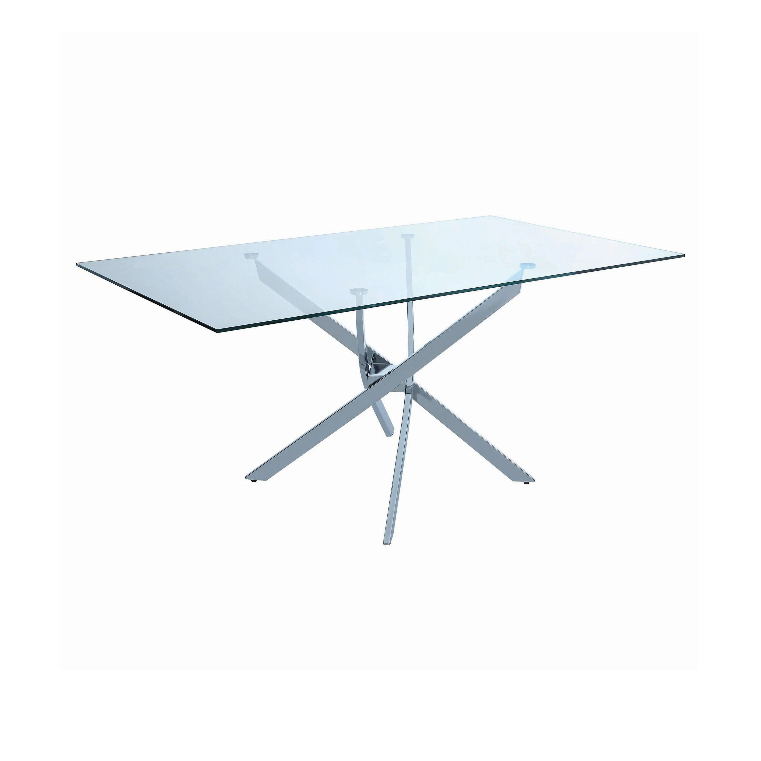 Carmelo Chrome Clear Rectangular Dining Room Set - Image 2