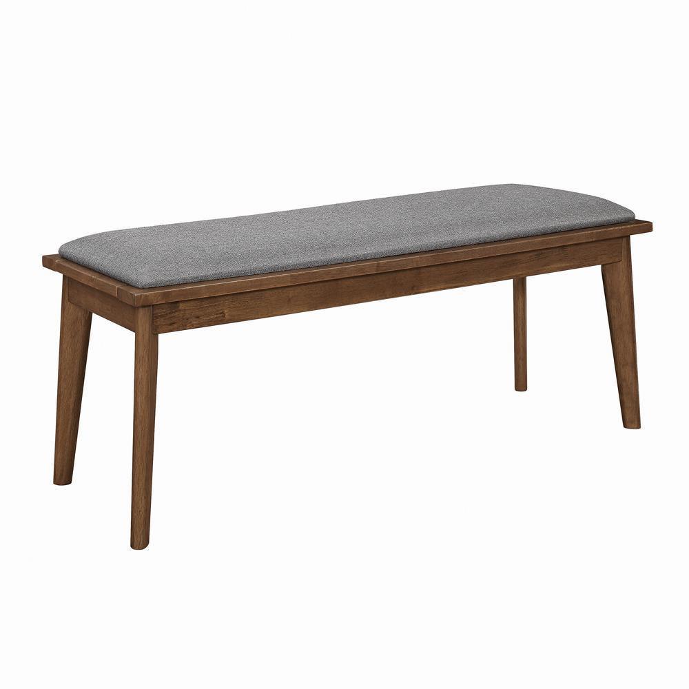 Alfredo Upholstered Dining Bench Gray Natural Walnut