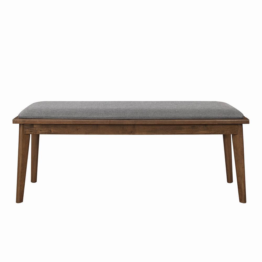 Alfredo Upholstered Dining Bench Gray Natural Walnut - Image 2